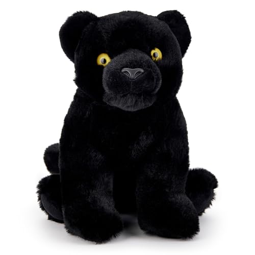 Zappi Co Schwarzi der Schwarze Panther Plüschtier (22cm) Schattenkatze Eleganter Kumpel - Weich, Kuschelig, 100% Recycelt - Mysteriöser Dschungelfreund von Zappi Co