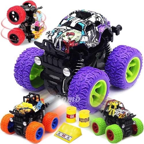 Zappyway Car for Boys Kids Reibungsbetriebene Monstertrucks-Spielzeuge für Jungen/Mädchen – Push-and-Go-Auto-Truck-Spielset, Trägheitsfahrzeug Zappyway Car for Boys Kids Reibungsbetriebene Monstertrucks-Spielzeuge für Jungen/Mädchen – Push-and-Go-Auto-Truck-Spielset, Trägheitsfahrzeug von Zappyway