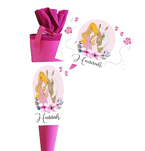 Schultüte für Mädchen personalisiert mit Namen/Pferd Motiv – Personalisiere Deine Zuckertüte als Geschenk zur Einschulung - 70 cm groß pink - NEU Schultüte für Mädchen personalisiert mit Namen/Pferd Motiv – Personalisiere Deine Zuckertüte als Geschenk zur Einschulung - 70 cm groß pink - NEU von Zarto