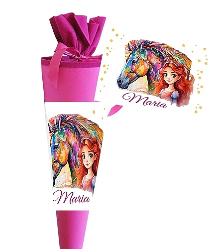 Schultüte für Mädchen personalisiert mit Namen - Pferd Einhorn Motiv – Personalisiere Deine Zuckertüte als Geschenk zur Einschulung - 70 cm groß pink - NEU Schultüte für Mädchen personalisiert mit Namen - Pferd Einhorn Motiv – Personalisiere Deine Zuckertüte als Geschenk zur Einschulung - 70 cm groß pink - NEU von Zarto