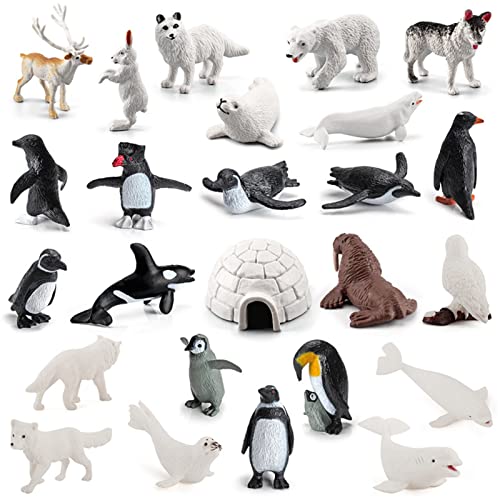 Zasdvn 26 Stück Arktische Tiere-Figuren Set, Arktis Antarktis Ozean Meer Tierfiguren, Polar Spielfiguren Spielzeug Winter Figuren Tierfigur Kleine-Tiere Plastiktiere Mini-Tiere Realistische Pinguin von Zasdvn