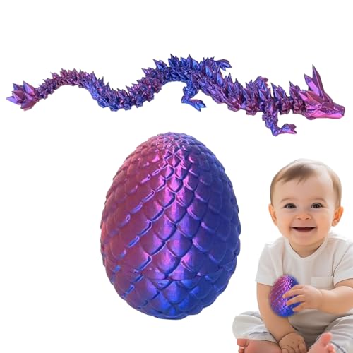 Zasdvn 3D Gedrucktes Drachenei, Beweglicher Kristalldrache Flexible Gelenke Crystal Dragon Fidget Toy 3 Realistische Beweglicher Drachen Figuren Überraschung Easter Ornament Dracheneier Wohnkultur von Zasdvn