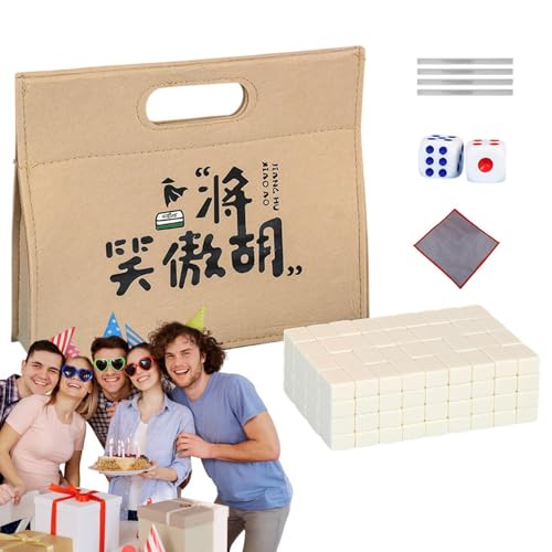 Zasdvn Tragbares Mahjong-Set, chinesisches Mahjong-Set, Kleine chinesische Mahjong-Stücke, Chinesische Mahjong-Stücke, Tisch-Mahjong-Spiel mit Tischdecke, Tragetasche, Würfel und Fliesenlineal für den Zasdvn Tragbares Mahjong-Set, chinesisches Mahjong-Set, Kleine chinesische Mahjong-Stücke, Chinesische Mahjong-Stücke, Tisch-Mahjong-Spiel mit Tischdecke, Tragetasche, Würfel und Fliesenlineal für den von Zasdvn