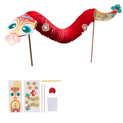 Zaviftie Chinesische 3D-Papierpuppe, Tanzschlange, Zusammenbauspielzeug-Set für Kinder, Teenager, Erwachsene, interaktives 3D-Papierschlangenpuppen-Bastelset (rote Lotusschlange) von Zaviftie