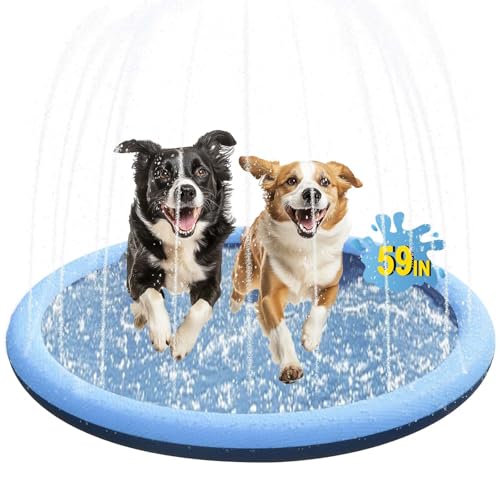 Splash Pad für Kinder und Hunde, rutschfester, dicker Sprinkler, Pool, Sommer, Outdoor-Wasserspielzeug (149,9 cm, Blau) von Zavrixo