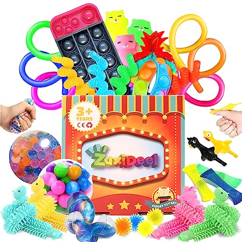 ZaxiDeel Fidget-Spielzeug-Set, 20 Stück, sensorisches Spielzeug lindert Stress und Angst, Quetsch-Spielzeug für Kinder, ADHS, ADD, Autismus, Klassenzimmer Belohnungen, lustiges Fidgeting-Spiel von ZaxiDeel