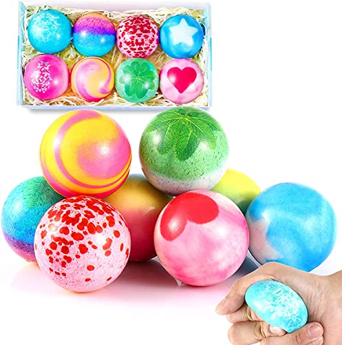 ZaxiDeel Stress Bälle Natur System für Kinder & Erwachsene 8 Stück, Squeeze Ball Squishy Anti Stress Bälle für Angst Relief, PU-Schaum Fidget Sensory Toys zum Quetschen von ZaxiDeel