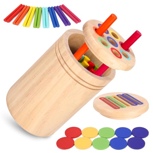 Zaxiva Montessori Spielzeug ab 1 Jahr, Hölzernes Lernspielzeug Farbe Sortieren für Kleinkinder, Feinmotorik Sensorik Spielzeug Baby, Reisespielzeug ab 1 Jahr, 1 2 3 Jahre Geburtstag Geschenke Zaxiva Montessori Spielzeug ab 1 Jahr, Hölzernes Lernspielzeug Farbe Sortieren für Kleinkinder, Feinmotorik Sensorik Spielzeug Baby, Reisespielzeug ab 1 Jahr, 1 2 3 Jahre Geburtstag Geschenke von Zaxiva