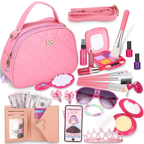 Zaxiva Prinzessin-Handtasche: Schminkkoffer für Mädchen mit 32 Teilen, Spiel-Make-up, Geldbörse, Spielzeug-Handy, Schlüsseln, für Mädchen ab 3 Jahren Zaxiva Prinzessin-Handtasche: Schminkkoffer für Mädchen mit 32 Teilen, Spiel-Make-up, Geldbörse, Spielzeug-Handy, Schlüsseln, für Mädchen ab 3 Jahren von Zaxiva