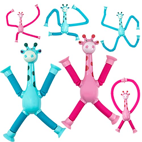 2 Stück Pop Tubes Spielzeug Autismus Sensorisches Spielzeug Lustige Spielzeuge Party Favors Kleinkind Spielzeug Stress Relief Spielzeug Weihnachten, Geburtstag Geschenk (Giraffen Rosa und blau) von Zayin