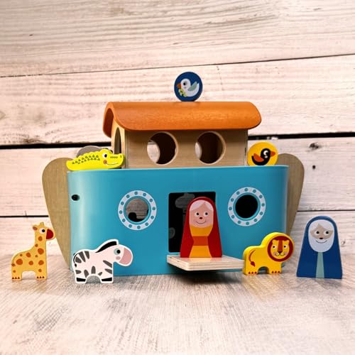 Zayno Spielschiff Arche Noah mit bunten Figuren aus Holz von Zayno