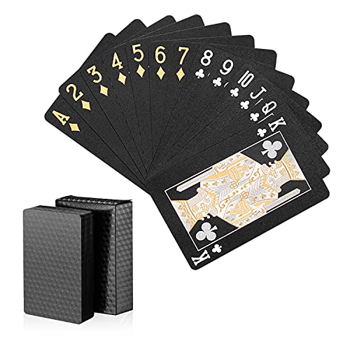 Zayvor Schwarze Spielkarten Pokerkarten laminierte Plastikspielkarten Poker Karten Kunststoff Karte Spielkarte Partykarten Zauberkarten Wasserfeste Plastik geprägtes Spiel Cards,Diamantgitter von Zayvor