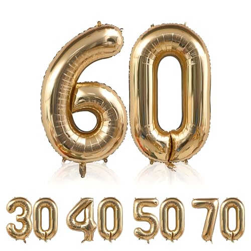 Zahlen Luftballon 60 Gold- Riesenzahl Folienballon 60 Geburtstag 107CM, Luftballon 60 Geburtstag Frauen Mann - Nummer 60- Fliegt Mit Helium-42 Zoll für 60.Geburtstagsparty 、Hochzeit Jubiläum Party Zahlen Luftballon 60 Gold- Riesenzahl Folienballon 60 Geburtstag 107CM, Luftballon 60 Geburtstag Frauen Mann - Nummer 60- Fliegt Mit Helium-42 Zoll für 60.Geburtstagsparty 、Hochzeit Jubiläum Party von Zaztytoy