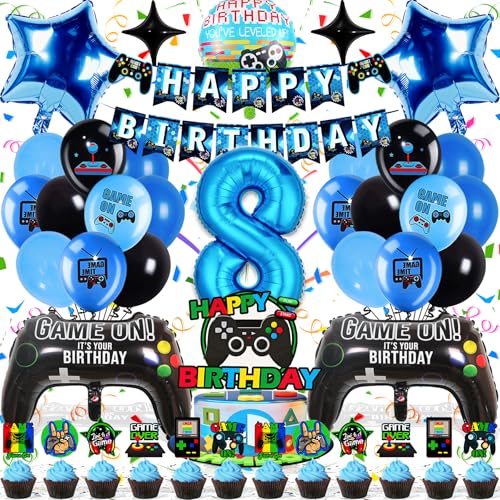 Zaztytoy Videospiel Geburtstag Deko 8 Jahre für Jungen - 43-Teilige Geburtstagsparty Ballon Set in Blau und Schwarz, Hochwertig & Umweltfreundlich, Einfach zu Montieren Zaztytoy Videospiel Geburtstag Deko 8 Jahre für Jungen - 43-Teilige Geburtstagsparty Ballon Set in Blau und Schwarz, Hochwertig & Umweltfreundlich, Einfach zu Montieren von Zaztytoy