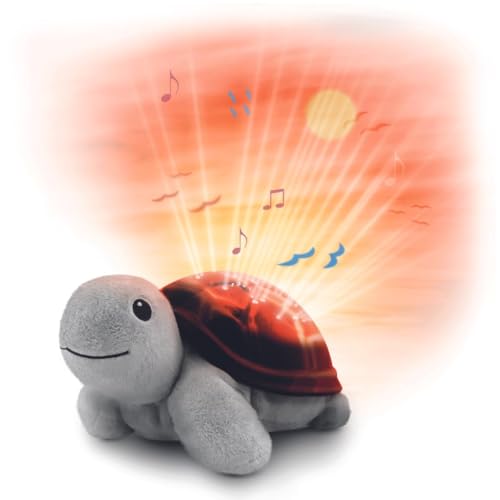 Zazu Tim die Schildkröte - Mobiles & Projektor in Grau, Magischer Sonnenuntergang, Beruhigende Musik, Automatische Abschaltung, Weinsensor, Babysicheres LED-Nachtlicht von ZAZU