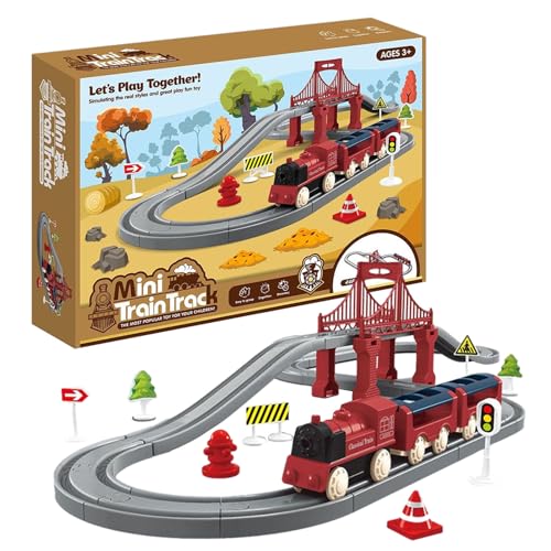 Kleines Zugset - 44-teiliges elektrisches Zugset mit Gleisen - Eisenbahnset mit Gleisen, realistisches Eisenbahnspielzeug, Eisenbahngleis-Spielset für Jungen und Mädchen im Alter von 3 bis 5 Zceplem von Zceplem