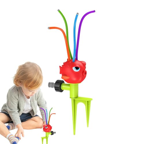 Zceplem Automatischer Gartensprinkler, Sprinklerspielzeug für Kinder | Verstellbares Garten-Wasserspielzeug für Kinder - Spritzendes Spaßspielzeug im Cartoon-Design für Outdoor-Aktivitäten, Strände, von Zceplem