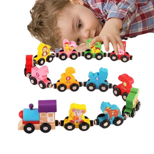 Zceplem Magnetische Holzeisenbahn,Magnetisches Holzeisenbahn-Set | Tiereisenbahn-Set für Kinder | Lernspielzeug für Tierzüge, Kleinkind-Magnetzug-Lernspielzeug für Kinder im Alter von 3–5 Jahren von Zceplem