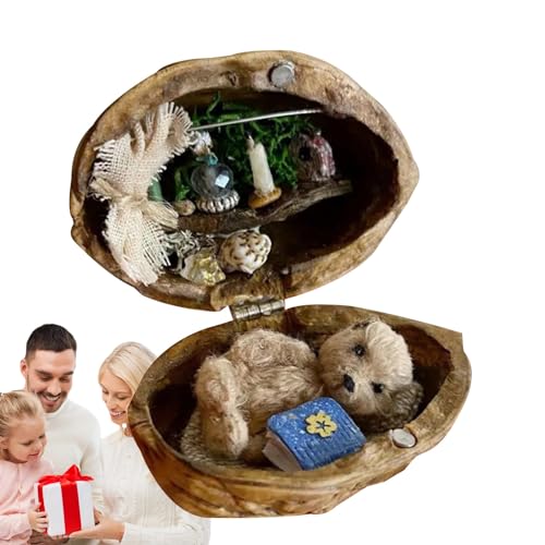 Zceplem Miniatur Puppenhaus Kit, Mini Puppenhaus Kit, Harz Nuss Geheimnis 3D Szene Handgemachte Walnuss Muschel Puppenhaus für Geburtstag Valentinstag von Zceplem