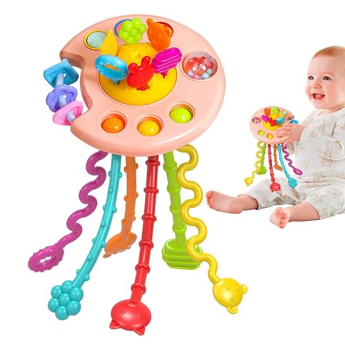 Zceplem Kleinkind Reise-Pull-String-Spielzeug,Zugschnurspielzeug zur Fähigkeitsentwicklung - Tragbares Kleinkind-Beißspielzeug, Zugschnur-Sensorspielzeug für Jungen und Mädchen von Zceplem