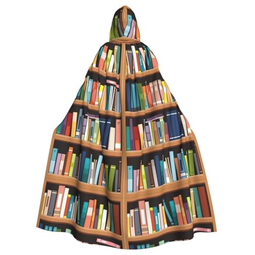 Zcmkjlg Bibliotheks-Bücherregal Druck Erwachsene Halloween Kapuzenumhang Themenpartys Umhang für Maskerade von Zcmkjlg