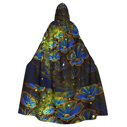 Zcmkjlg Blauer goldener Blumendruck, Halloween-Kapuzenumhang, Themenpartys, Umhang für Maskerade von Zcmkjlg