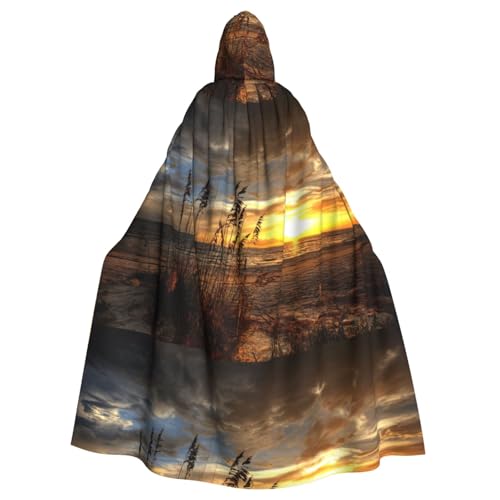 Zcmkjlg Calm Coastal Scene Printing Adult Halloween Hooded Cloak, Theme Parties Cloak For Maskerade von Zcmkjlg