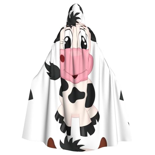 Zcmkjlg Cartoon-Milchkuh-Druck, Erwachsenen-Halloween-Umhang, Themenpartys, Umhang für Maskerade von Zcmkjlg