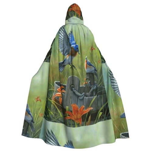 Zcmkjlg Eastern Blue Bird Printing Adult Halloween Hooded Cloak, Theme Parties Cloak For Maskerade von Zcmkjlg