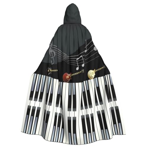 Zcmkjlg Erwachsenen-Umhang mit Kapuze, Motiv: Gitarre, Klaviermuster, Themenpartys, Umhang für Maskerade von Zcmkjlg