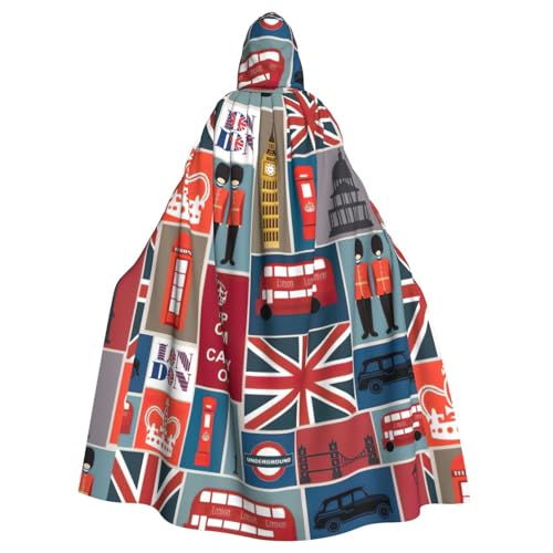 Zcmkjlg Halloween-Kapuzenumhang mit England-Symbol-Druck, für Erwachsene, Themenpartys, Umhang für Maskerade von Zcmkjlg