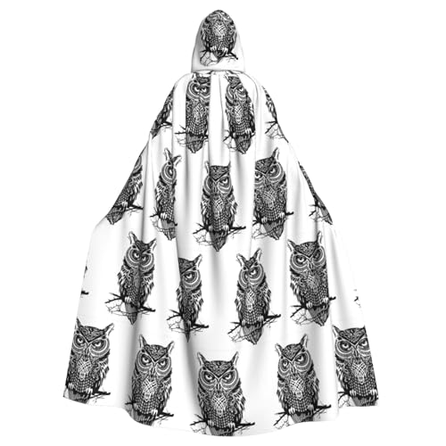 Zcmkjlg Halloween-Umhang mit Kapuze und Eulen-Druck, Themenpartys, Umhang für Maskerade Zcmkjlg Halloween-Umhang mit Kapuze und Eulen-Druck, Themenpartys, Umhang für Maskerade von Zcmkjlg