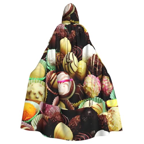 Zcmkjlg Halloween-Umhang mit Kapuze und Schokoladendruck, Themenpartys, Umhang für Maskerade von Zcmkjlg