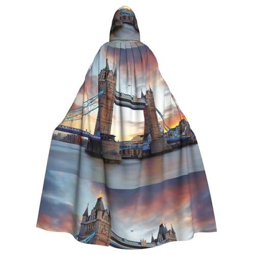 Zcmkjlg Historischer Old Tower Bridge London-Druck, Halloween-Kapuzenumhang, Themenpartys, Umhang für Maskerade von Zcmkjlg