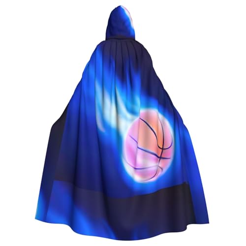Zcmkjlg Kapuzenumhang für Erwachsene, Basketballball-Druck, Themenpartys, Umhang für Maskerade von Zcmkjlg