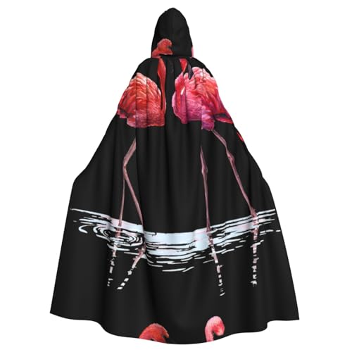Zcmkjlg Niedlicher Flamingo-Druck für Erwachsene, Halloween-Kapuzenumhang, Themenpartys, Umhang für Maskerade von Zcmkjlg