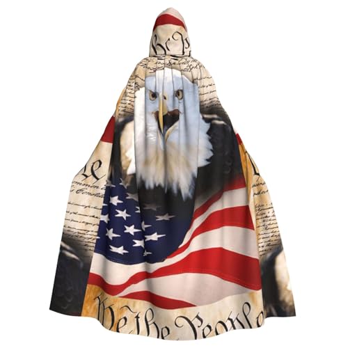 Zcmkjlg Patriotischer Weißkopfseeadler mit amerikanischer Flagge, Erwachsenen-Umhang, Halloween-Kapuzenumhang, Themenpartys, Umhang für Maskerade von Zcmkjlg