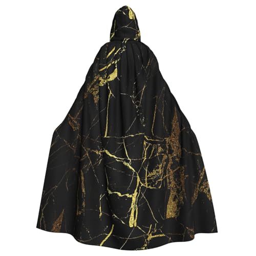 Zcmkjlg Schwarz-goldener Marmor-Aufdruck, Halloween-Kapuzenumhang, Themenpartys, Umhang für Maskerade von Zcmkjlg