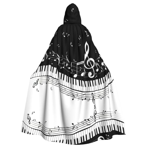 Zcmkjlg Schwarz-weißer Umhang mit Musiknoten-Druck für Erwachsene, Halloween, Themenpartys, Umhang für Maskerade Zcmkjlg Schwarz-weißer Umhang mit Musiknoten-Druck für Erwachsene, Halloween, Themenpartys, Umhang für Maskerade von Zcmkjlg