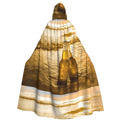Zcmkjlg Umhang mit Kapuze für Erwachsene, Motiv: Flaschen, Bier, Strand, Sonnenuntergang, Zeitdruck, Halloween, Themenpartys, Umhang für Maskerade von Zcmkjlg