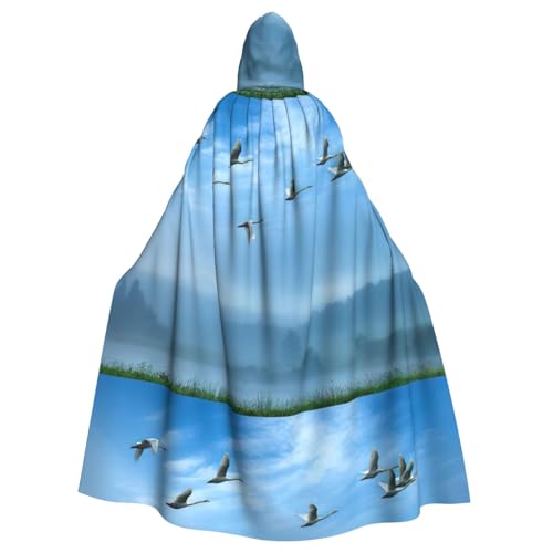 Zcmkjlg Umhang mit Kapuze für Erwachsene, Motiv: Vögel, die über den Himmel fliegen, für Themenpartys, Maskerade von Zcmkjlg