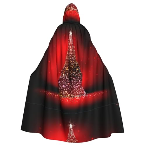 Zcmkjlg Umhang mit Kapuze für Erwachsene, Weihnachtsbaum, glitzernder Druck, Themenpartys, Umhang für Maskerade von Zcmkjlg