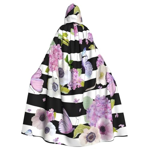 Zcmkjlg Umhang mit Kapuze für Erwachsene, mit Blumen- und Schmetterlings-Aufdruck, Themenpartys, Umhang für Maskerade von Zcmkjlg