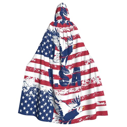 Zcmkjlg Umhang mit amerikanischer Nationalflagge mit Adleraufdruck, für Erwachsene, Halloween, Themenpartys, Umhang für Maskerade von Zcmkjlg