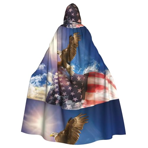 Zcmkjlg Umhang mit amerikanischer Usa-Flagge, Adler, Kunstdruck, Erwachsenen-Halloween-Kapuzenumhang, Themenpartys, Umhang für Maskerade von Zcmkjlg