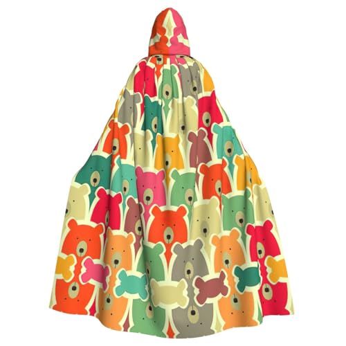 Zcmkjlg Umhang mit bunten Bären für Erwachsene, Halloween, mit Kapuze, Themenpartys, Umhang für Maskerade Zcmkjlg Umhang mit bunten Bären für Erwachsene, Halloween, mit Kapuze, Themenpartys, Umhang für Maskerade von Zcmkjlg