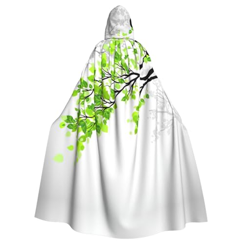 Zcmkjlg Umhang mit grünem und weißem Blattdruck für Erwachsene, Halloween-Kapuzenumhang, Themenpartys, Umhang für Maskerade von Zcmkjlg