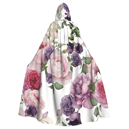 Zcmkjlg Umhang mit rosa Rosen für Erwachsene, Halloween-Kapuzenumhang, Themenpartys, Umhang für Maskerade von Zcmkjlg
