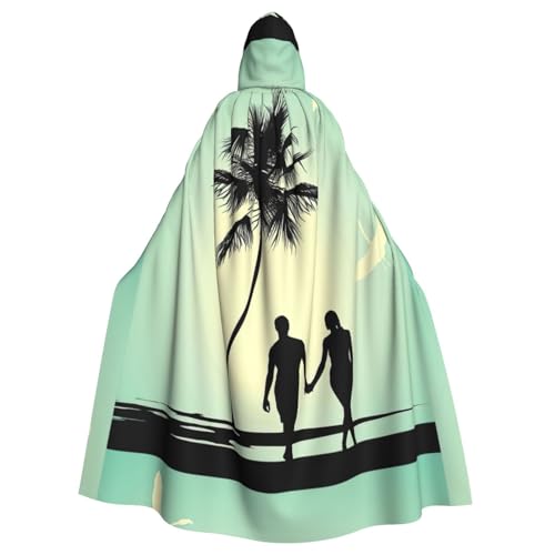 Zcmkjlg Verheiratetes Paar Walking On The Beach Printing Erwachsene Halloween Kapuzenumhang Themenpartys Umhang für Maskerade von Zcmkjlg