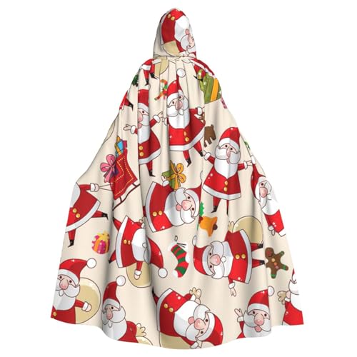 Zcmkjlg Weihnachtlicher Cartoon-Weihnachtsmann-Druck, Erwachsenen-Halloween-Kapuzenumhang, Themenpartys, Umhang für Maskerade von Zcmkjlg